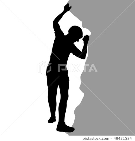 Black silhouette rock climber on white background. Black silhouette rock climber on white background. 49421584