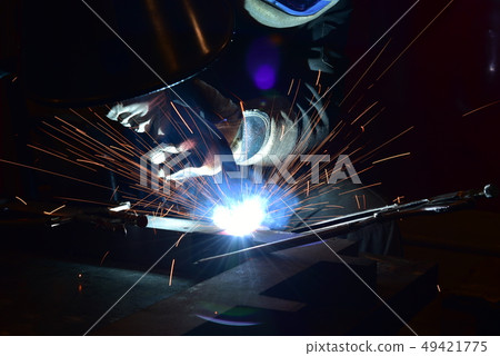 Industrial steel welder in factory welder, 49421775