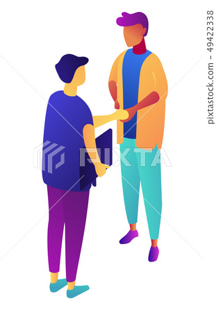 Businessmen shaking hands isometric 3D illustration. Businessmen shaking hands isometric 3D illustration. 49422338