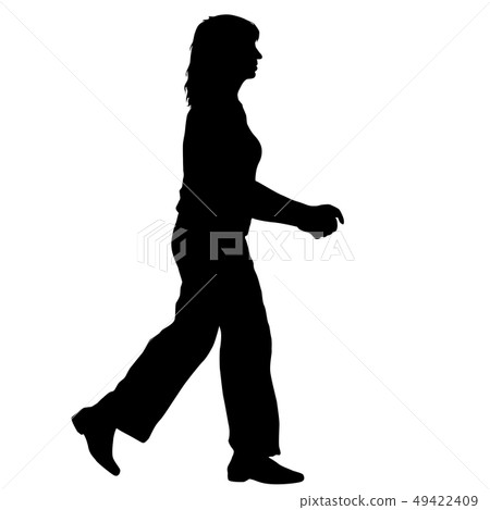 Black silhouette woman standing, people on white 49422409