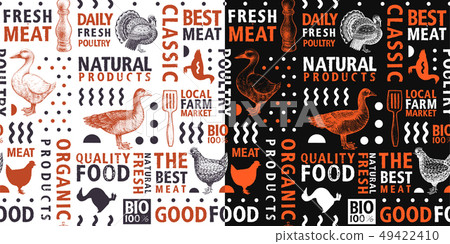 Typographic vector butchery seamless pattern. 49422410