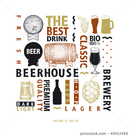 Typographic vector beer design template. Types of Typographic vector beer design template. Types of 49422489