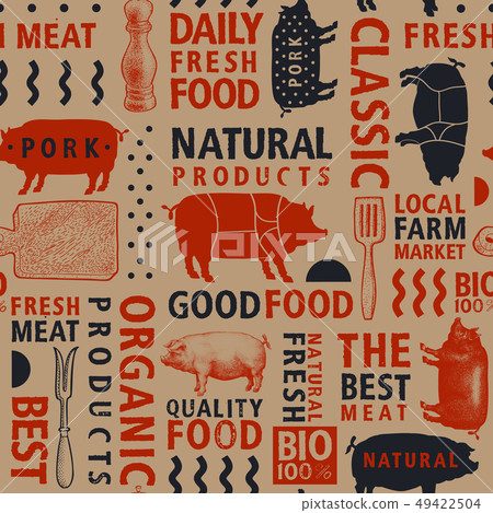 Typographic craft vector butchery seamless 49422504