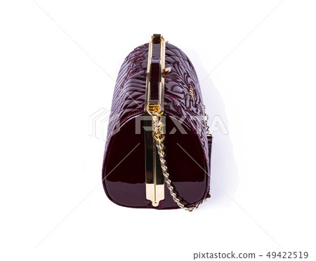 women bag made of patent leather, color brown, on women bag made of patent leather, color brown, on 49422519