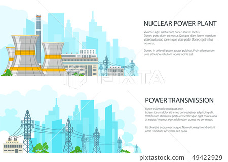 Set of White Banners with Electric Transmission 49422929