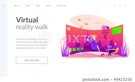 Virtual tour vector landing page template. Virtual tour vector landing page template. 49423250