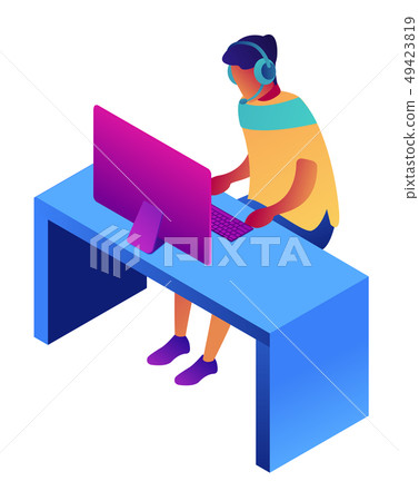 Call center operator isometric 3D illustration. 49423819