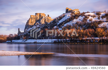 Snow Covered Devin Castle ar Sunrise 49424560
