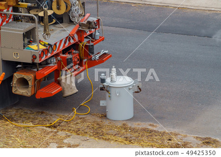 Power transformers are installed the after storm 49425350