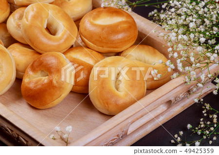 Traditional ukrainian homemade buns on old wood 49425359