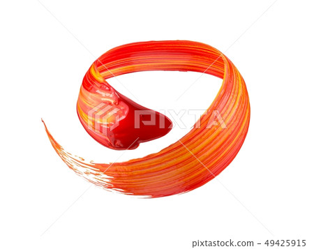 red and yellow mixed paint stroke flowing in air. 3d illustration 49425915