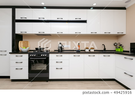 Modern black and white kitchen Modern black and white kitchen 49425916