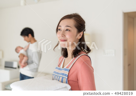 Mom, housework, family, parent and child, family, baby 49428019