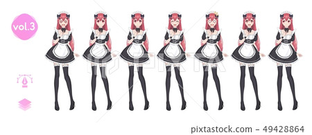 Anime manga girl. Costume of maid cafe Anime manga girl. Costume of maid cafe 49428864