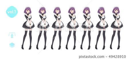 Anime manga girl. Costume of maid cafe Anime manga girl. Costume of maid cafe 49428910