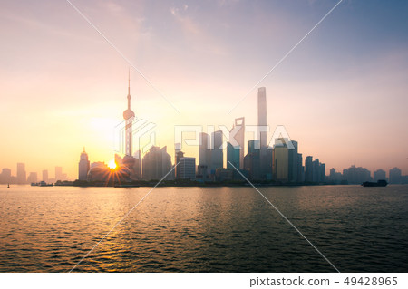 Shanghai, China city skyline during sunrise on the 49428965