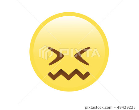 Yellow furious, upset, unhappy face flat icon  49429223