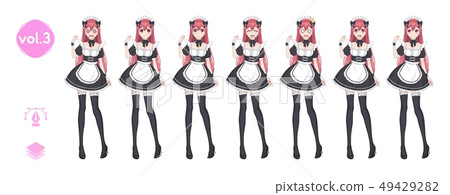 Anime manga girl. Costume of maid cafe Anime manga girl. Costume of maid cafe 49429282