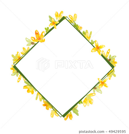 Forsythia flower frame.- Wedding, poster, cover 49429595