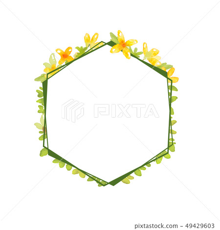 Forsythia flower frame.- Wedding, poster, cover 49429603