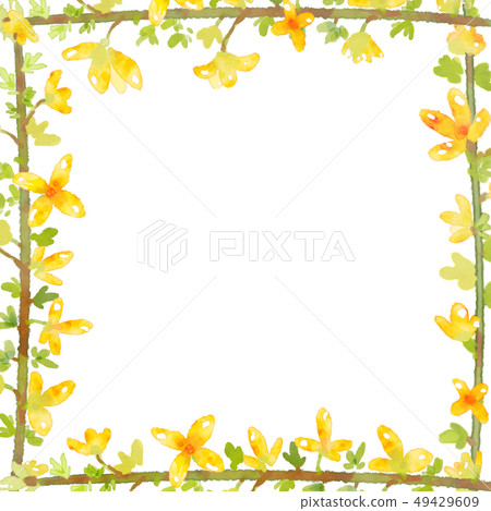 Forsythia flower frame.- Wedding, poster, cover - Stock Illustration ...