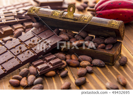 Chocolate and cocoa beans Chocolate and cocoa beans 49432695