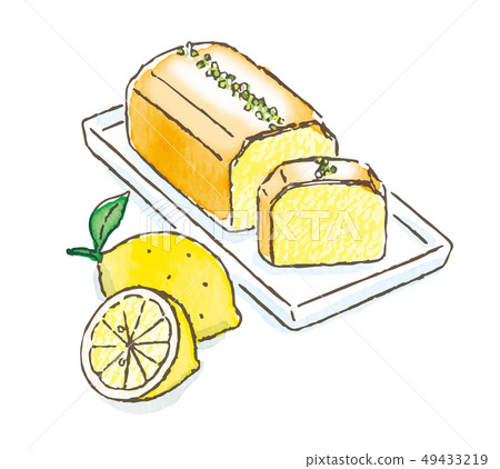 Lemon cake watercolor Lemon cake watercolor 49433219