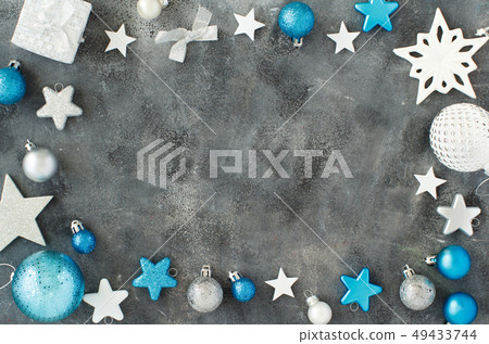 Silver and turquoise Christmas decorations Silver and turquoise Christmas decorations 49433744