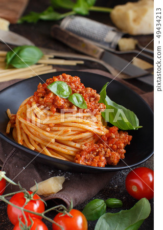 Spaghetti pasta with bolognese sauce 49434213