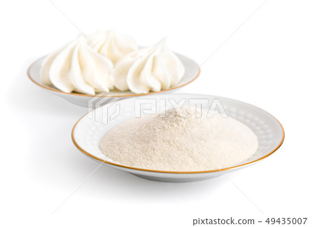 Agar-agar powder on a white plate Agar-agar powder on a white plate 49435007