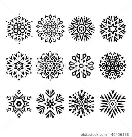 Snowflakes black icon collection. Graphic modern 49436388