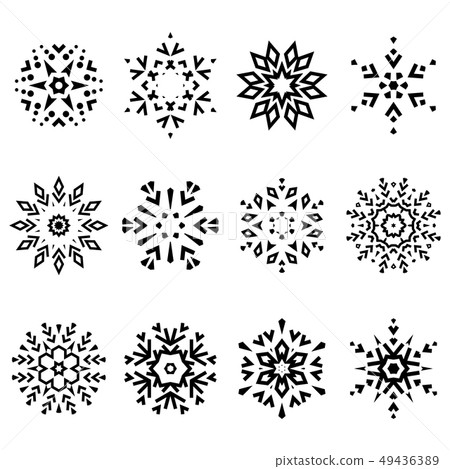 Snowflakes black icon collection. Graphic modern 49436389
