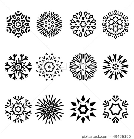Snowflakes black icon collection. Graphic modern 49436390