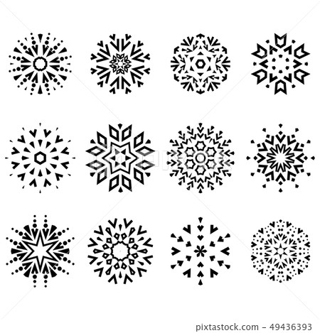 Snowflakes black icon collection. Graphic modern 49436393