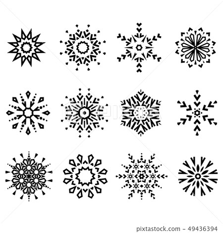 Snowflakes black icon collection. Graphic modern 49436394