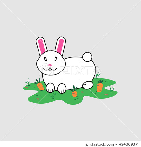 Rabbit with carrot isolated on gray background Rabbit with carrot isolated on gray background 49436937