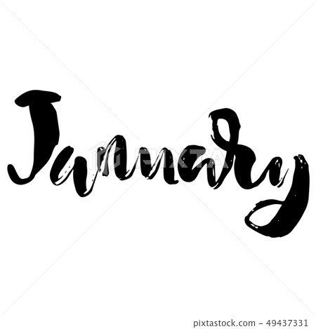Modern brush lettering. January. Winter typography banner. Vector illustration. Modern brush lettering. January. Winter typography banner. Vector illustration. 49437331