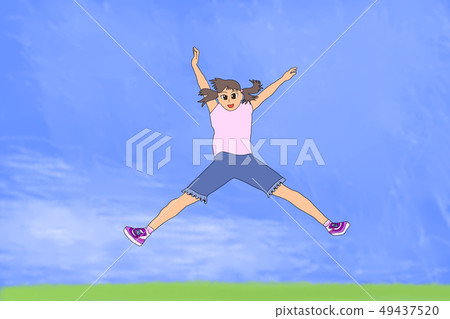 Girls to jump in the blue sky Girls to jump in the blue sky 49437520