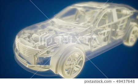 Holographic animation of 3D wireframe car model Holographic animation of 3D wireframe car model 49437648