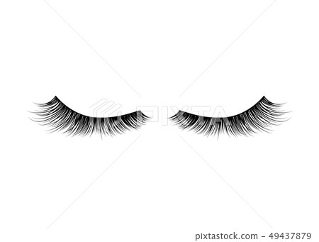 Black realistic detailed eyelashes on white Black realistic detailed eyelashes on white 49437879