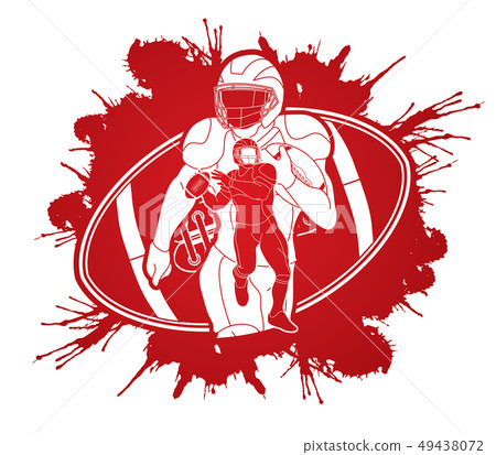 American football player, Sportsman action vector 49438072