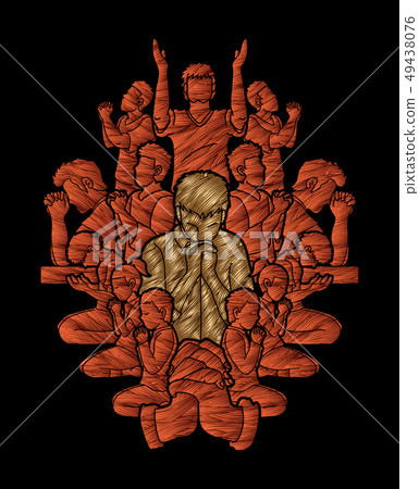 Group of Prayer, Christian praying together vector 49438076