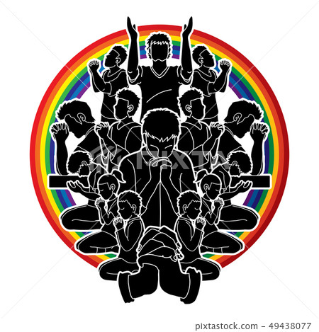 Group of Prayer, Christian praying together vector 49438077