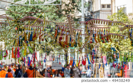 Las Fallas, blurred people and firecrackers mascleta in Valencia Las Fallas, blurred people and firecrackers mascleta in Valencia 49438249