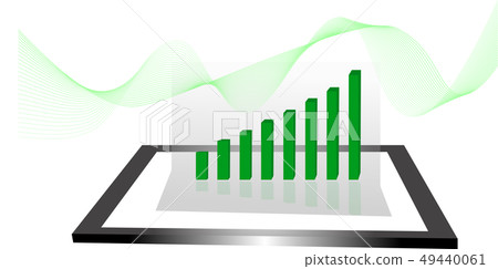 Graph mark up Green financial icons increase Stock 49440061