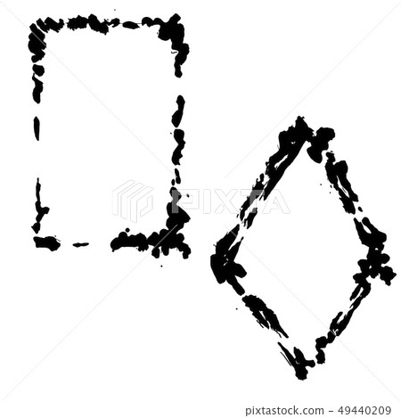 Vector Dry brush frames. Hand drawn artistic frames. Black and white engraved ink art. Frame border 49440209