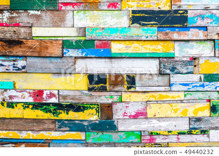 Colorful wood wall texture 49440232