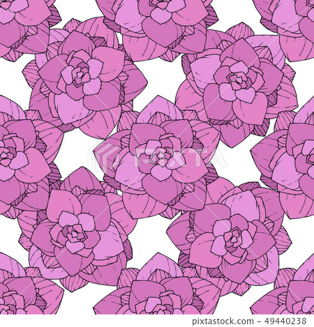 Vector Succulents floral botanical flower. Engraved ink art. Seamless background pattern. Vector Succulents floral botanical flower. Engraved ink art. Seamless background pattern. 49440238