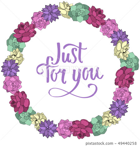 Vector Succulents floral botanical flower. Engraved ink art on white background. Frame border Vector Succulents floral botanical flower. Engraved ink art on white background. Frame border 49440258