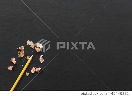 Yellow pencil on blackboard banner background. Yellow pencil on blackboard banner background. 49440281